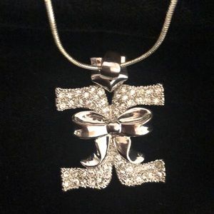 Shiny Pave Silver Tone( rhodium plated) CZ Pendant